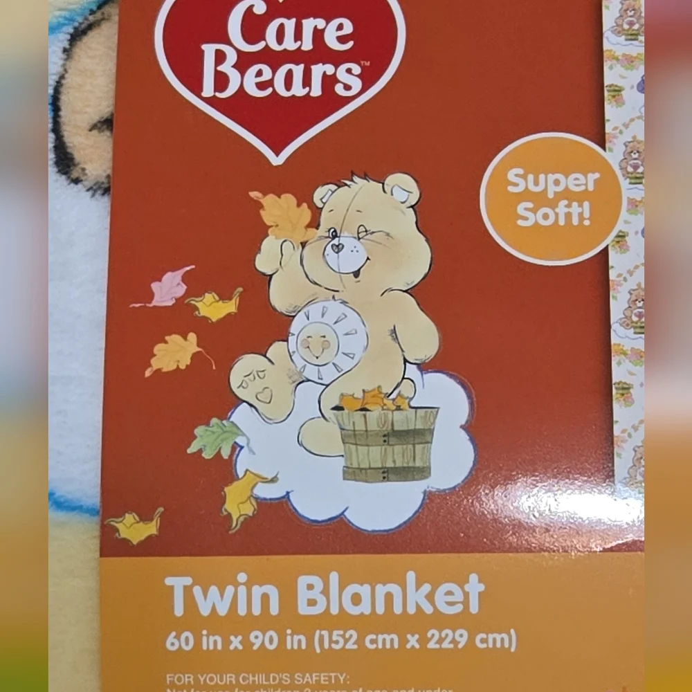 Viral Care Bears Fall Autumn Leaves Plush Twin Blanket 60 X 90